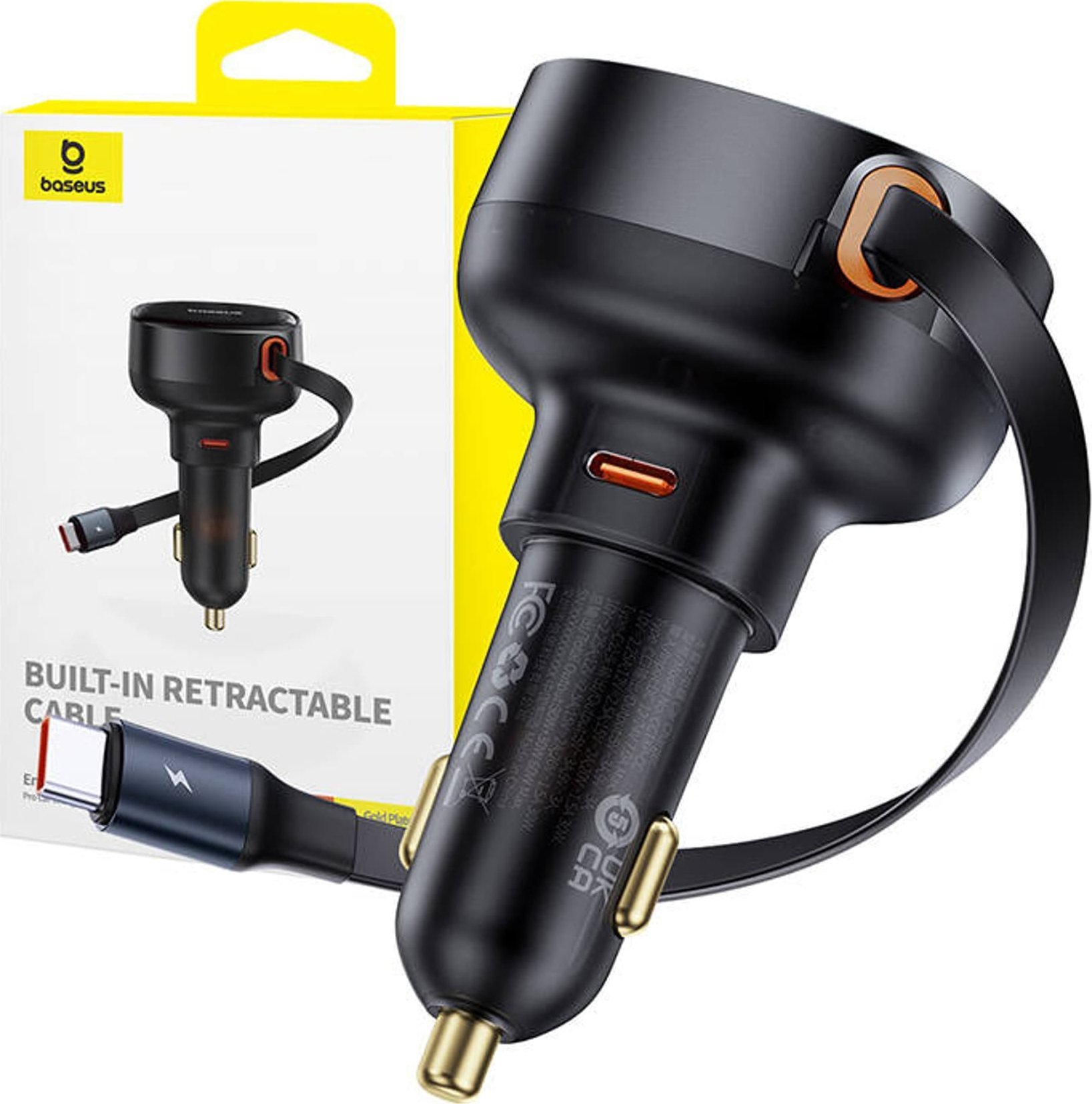 Baseus nabíjačka Baseus Enjoyment Pre autonabíjačka s USB-C káblom, 60W (čierna)