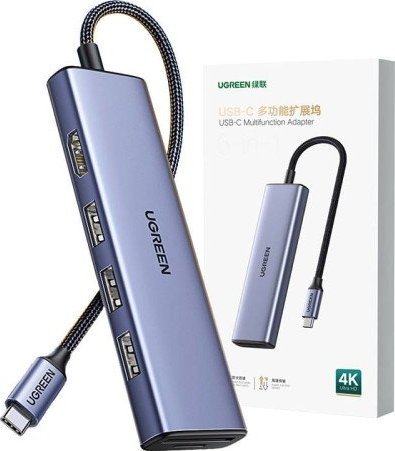 Ugreen USB HUB Adaptér HUB UGREEN CM511 USB-C na HDMI, 3x USB-A 3.0, SD/TF