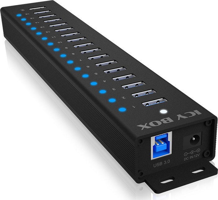 Hub IB-HUB1717 16+1 port USB HUB, 16x USB + 1x USB pro nabíjení, USB 3.2 Gen 1, napájení 96W