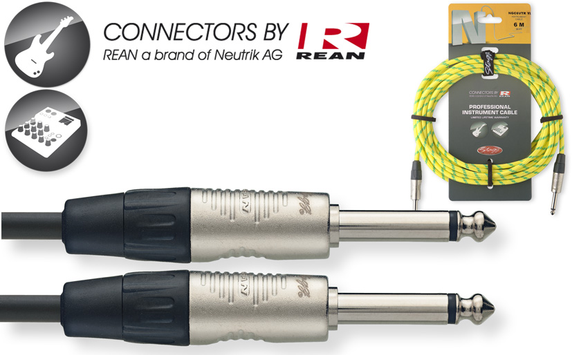 Stagg NGC6VTR YL, kabel JACK/JACK, 6m