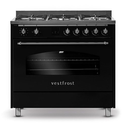 Sporák Vestfrost, VC-993wnPBK, plynový, retro, 9 pečících programů, s troubou, objem 105 L, 5 hořáků, max. 3200 W