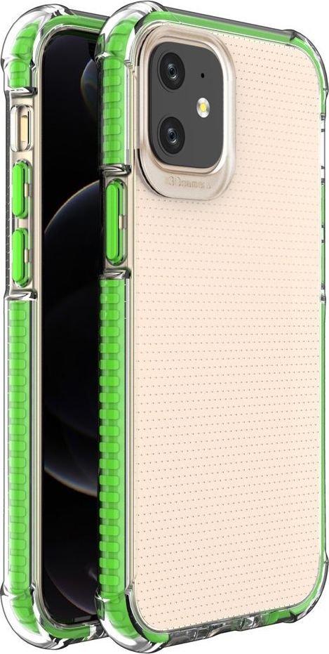 Hurtel Spring Armor gélové flexibilné pancierové puzdro s farebným rámčekom pre iPhone 12 mini zelený