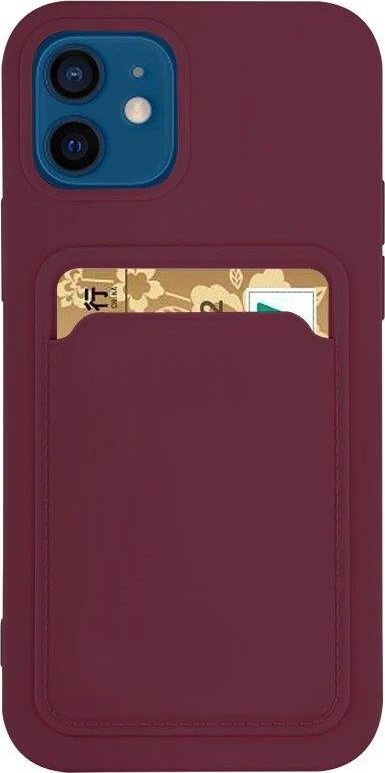 Hurtel Card Case Silikónové puzdro na peňaženku so slotom na kartu Dokumenty pre Samsung Galaxy A42 5G Burgundy