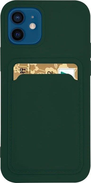 Hurtel Card Case Silikónové puzdro na peňaženku so slotom na kartu Dokumenty pre Samsung Galaxy A72 4G tmavo zelená