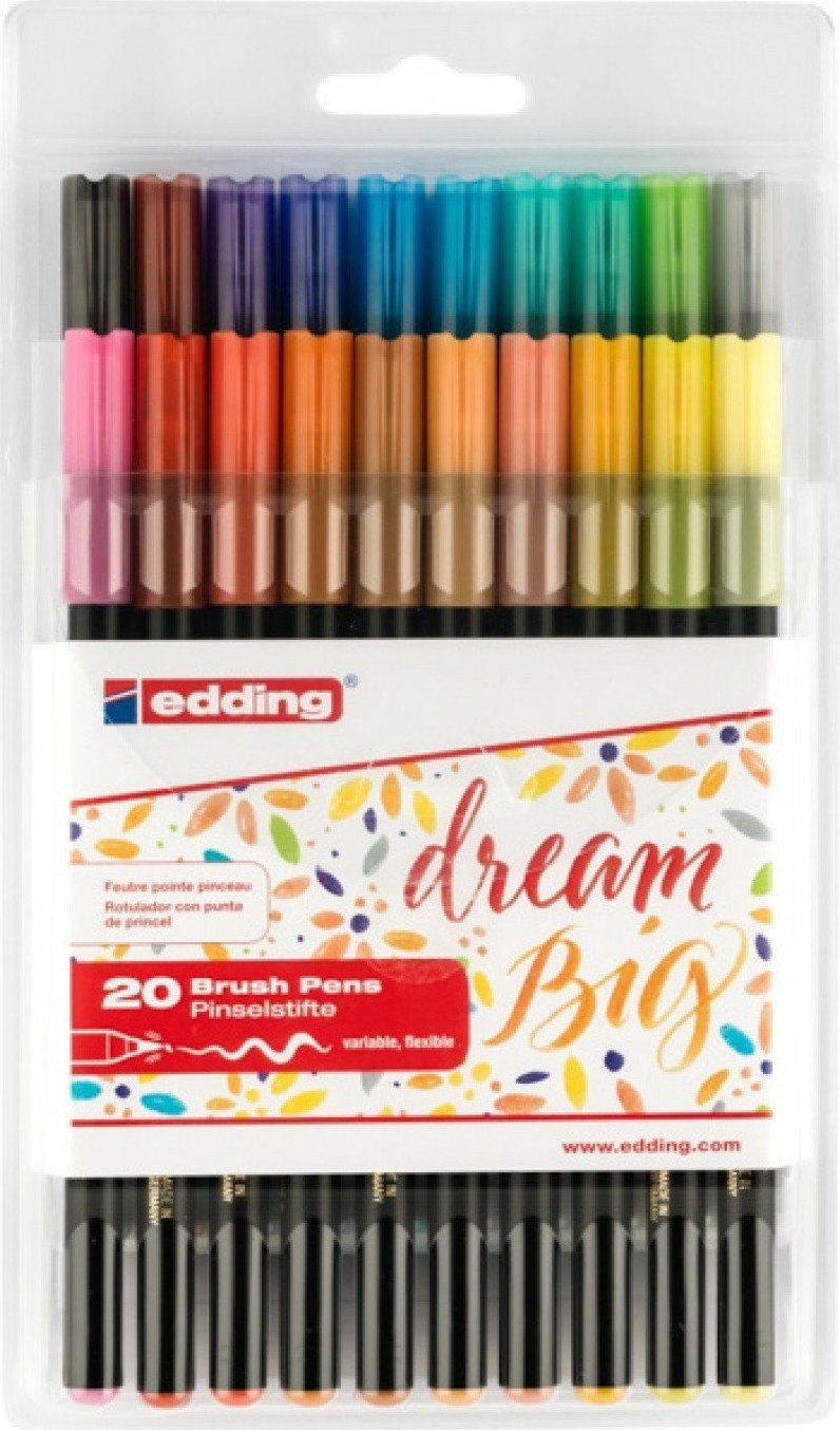Pero se štětcem e-1340 EDDING, 1-3 mm, 20 ks, mix barev