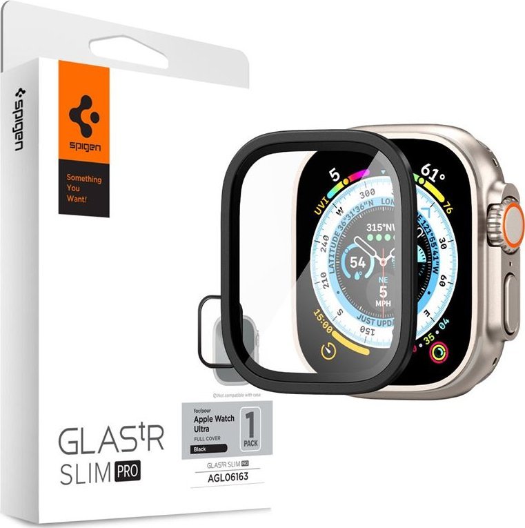 Spigen Glass tR Slim Pro 1 Pack, čierne – Apple Watch Ultra 2/Ultra 49 mm