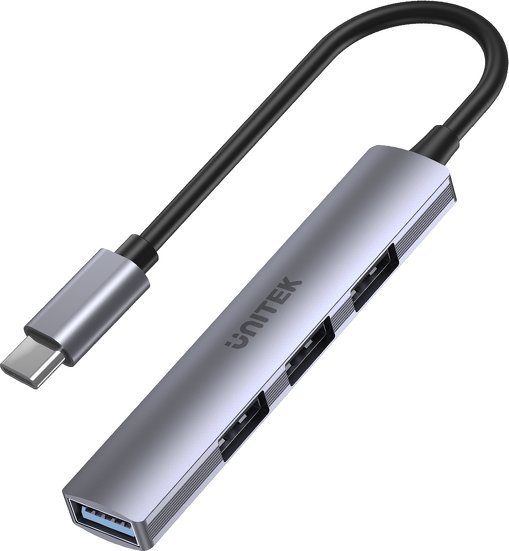 USB HUB Unitek UNITEK HUB USB-C 1XUSB-A 5 GBPS, 3XUSB-A 2.0 ALU