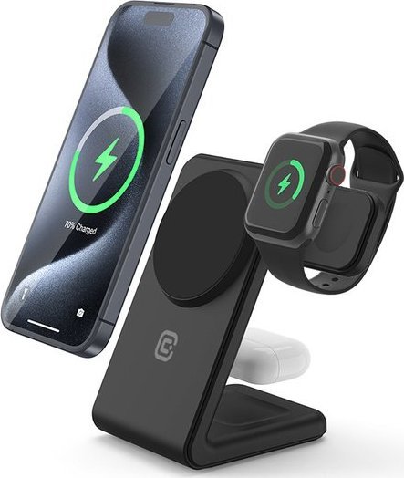 Bezdrátová nabíječka Crong Charger 3 v 1 s MagSafe pro iPhone, Apple Watch a AirPods