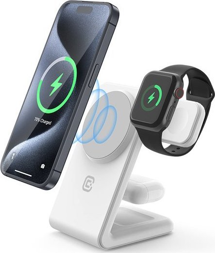Bezdrátová nabíječka Crong Charger 3 v 1 s MagSafe pro iPhone, Apple Watch a AirPods