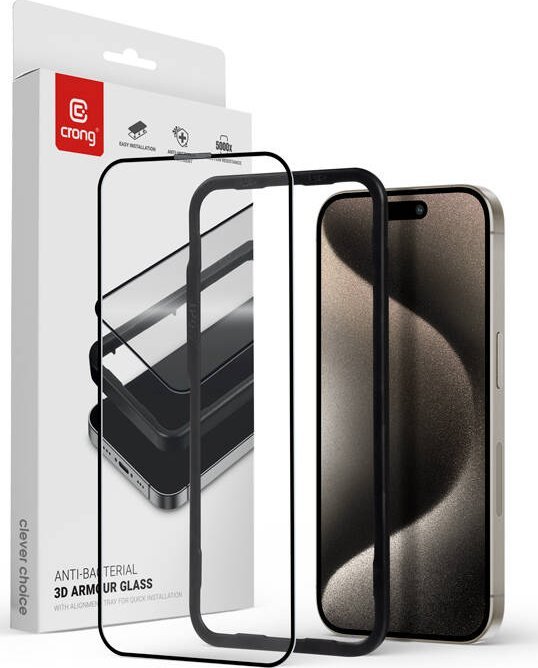 Tvrzené sklo Crong 9H pro celou obrazovku iPhone 15 Pro Max