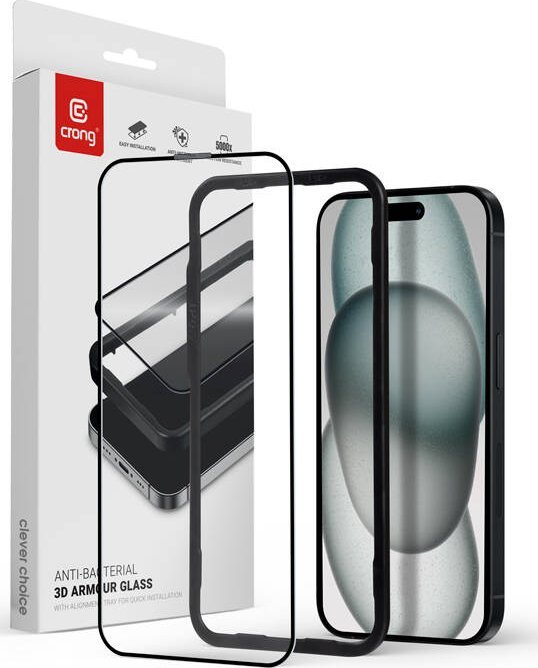 Tvrzené sklo Crong 9H pro celou obrazovku iPhone 15 Plus