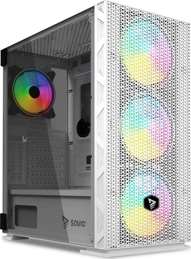 SAVIO Raptor White X1 ARGB Glass/Mesh W