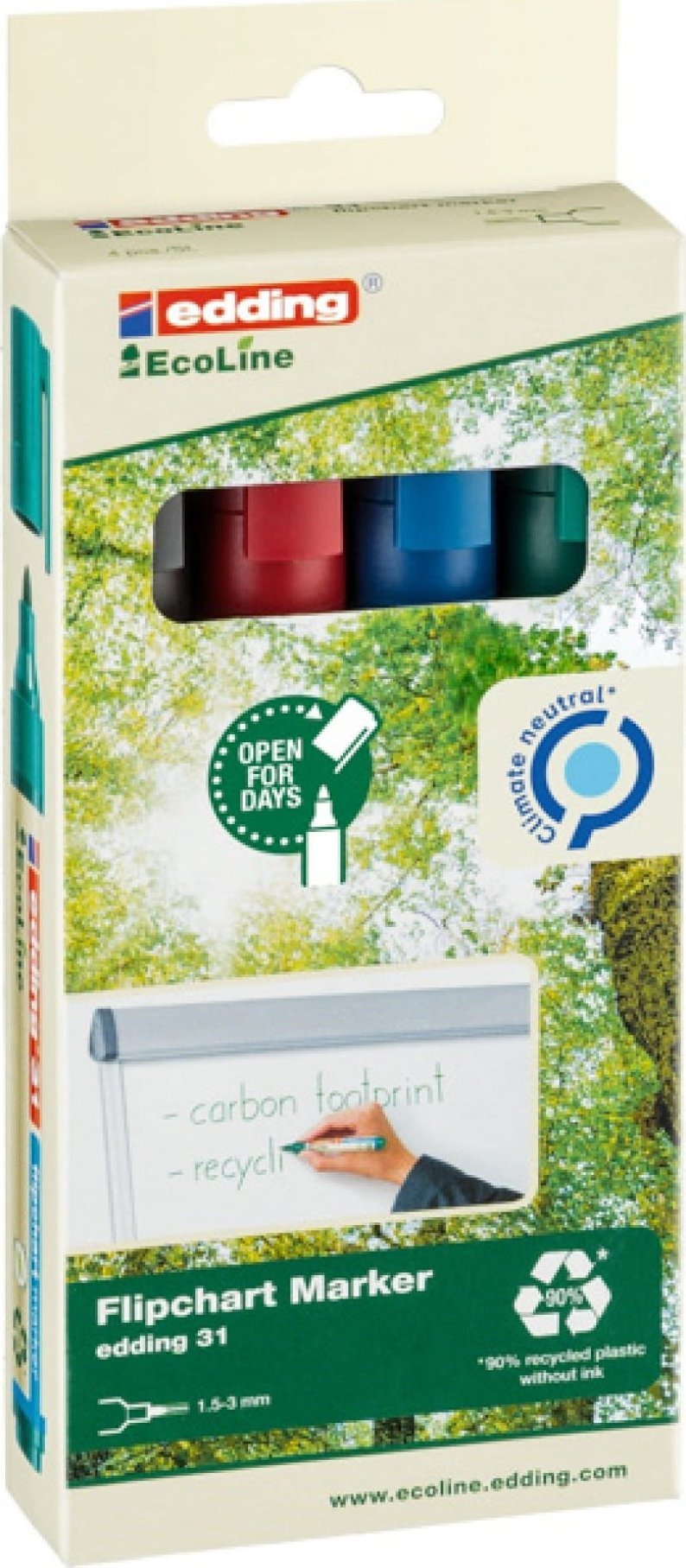 Edding EDDING ecoline fix na flipchart e-31, 1,5-3 mm, 4 ks, mix farieb