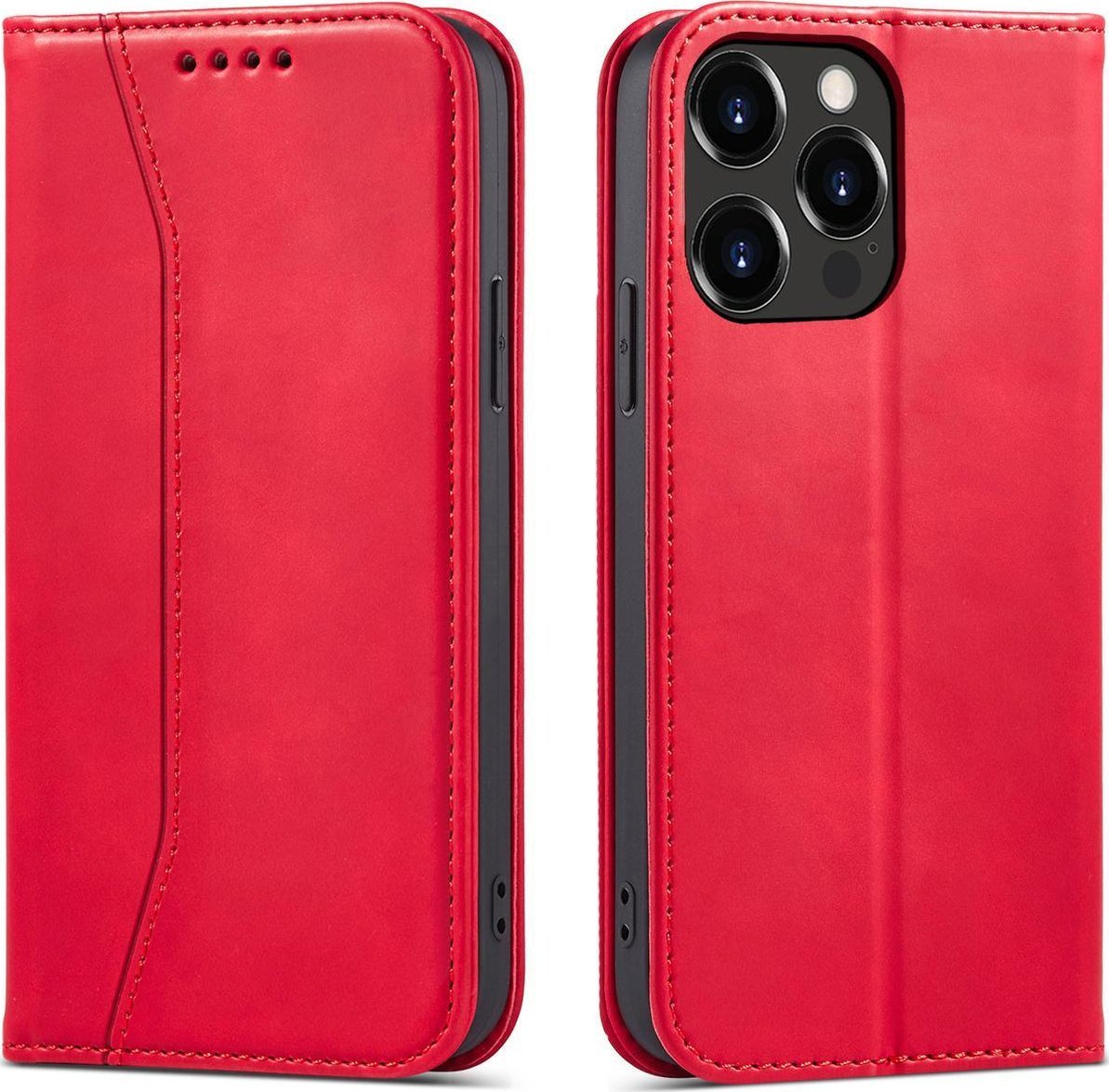 Hurtel Magnet Fancy Case Kryt puzdra iPhone 14 Pro s chlopňovým stojanom na peňaženku červený