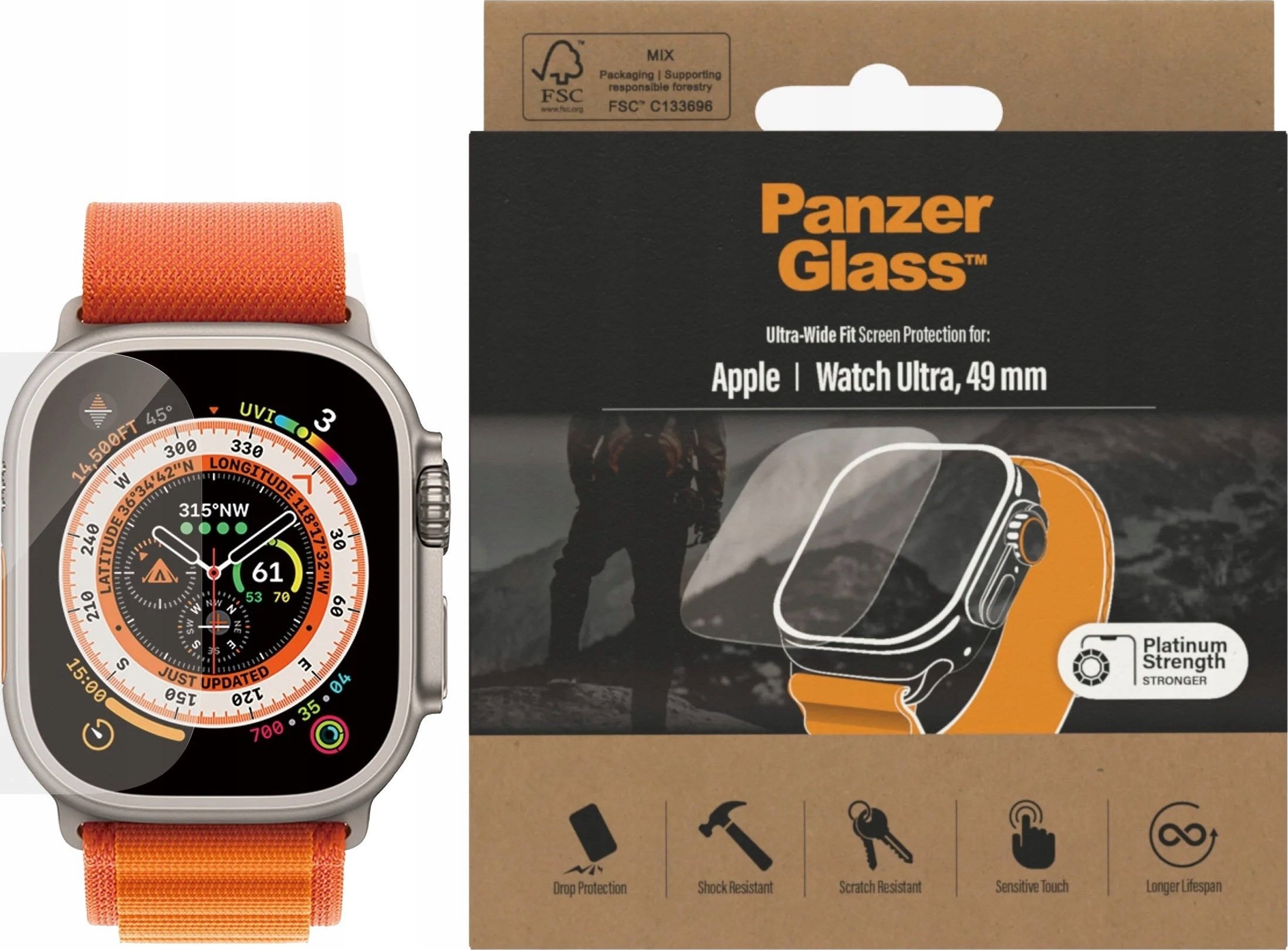 PanzerGlass Tempered Glass Panzerglass pro Apple Watch Ultra