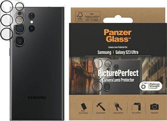 PanzerGlass PicturePerfect - Chránič na objektiv pro mobilní telefon - barva rámu černá - pro Samsung Galaxy S23 Ultra