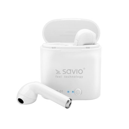 Bezdrátová Bluetooth sluchátka Savio TWS-01 bílá