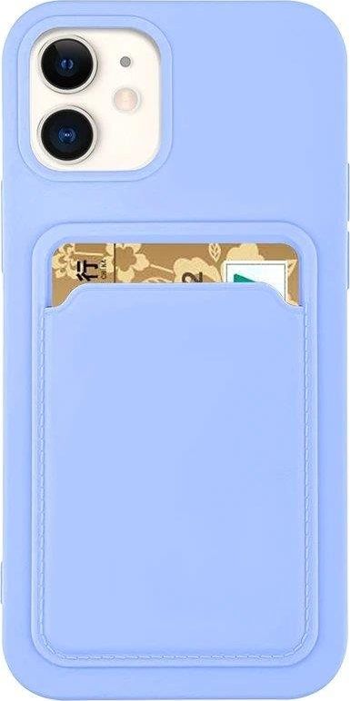 Silikónové peňaženkové puzdro Hurtel Card Case s vreckom na doklady pre iPhone 13 Pre fialové