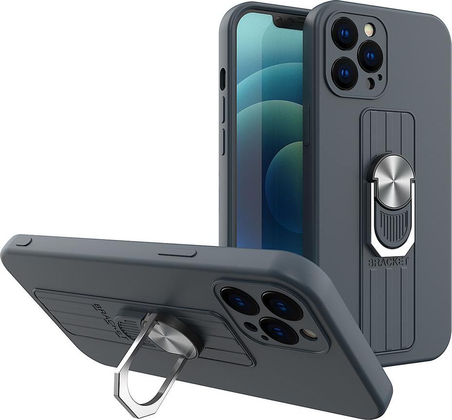 Hurtel Ring Case Silikónové puzdro s krúžkom na prst a stojanom pre Samsung Galaxy S21+ 5G (S21 Plus 5G) tmavo modré