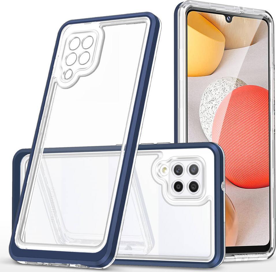 Hurtel Clear 3v1 Case pre Samsung Galaxy A42 5G gélový kryt s rámčekom modrý
