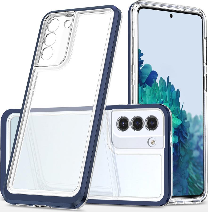 Púzdro Hurtel Clear 3v1 pre Samsung Galaxy S22+ (S22 Plus) gélový kryt s rámčekom modrý