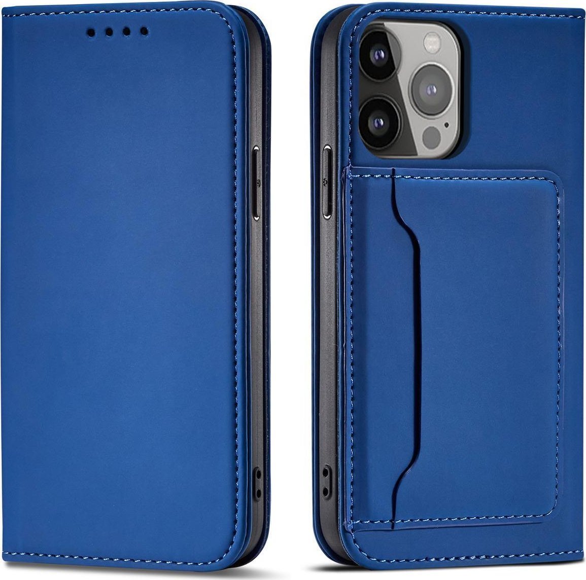 Hurtel Magnet Card Case pre kryt Samsung Galaxy S23 Ultra s chlopňovým stojanom na peňaženku modrý