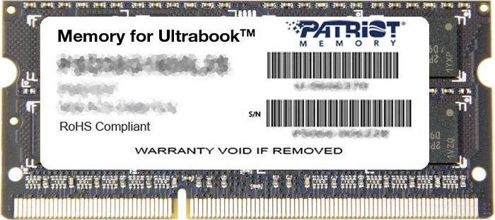 Patriot Paměť pro notebooky Signature, SODIMM, DDR3L, 8GB, 1600MHz, CL11 (PSD38G1600L2S)
