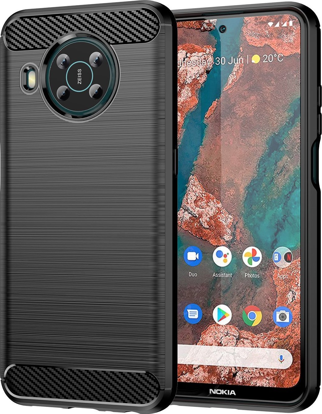Pružný kryt Hurtel Carbon Case pre Nokia X100 čierny