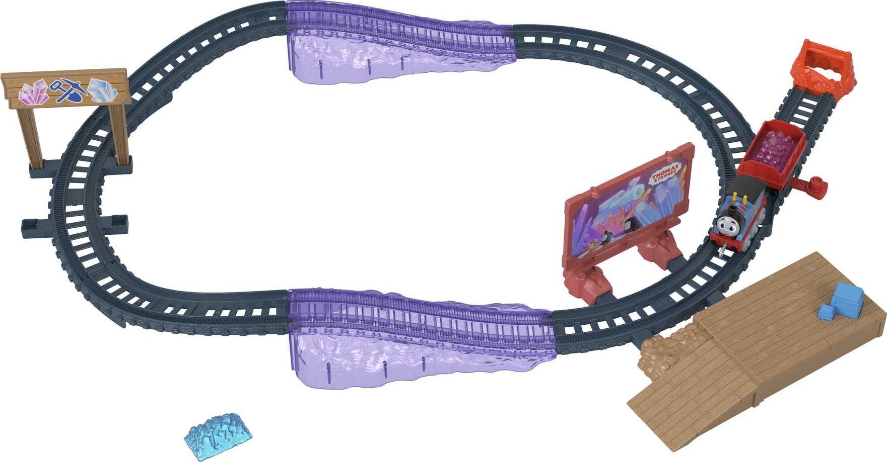 Fisher Price Tomáš a jeho přátelé Tomáš - Sada pro přecházení mostu + motorka Push  N Go HGY82