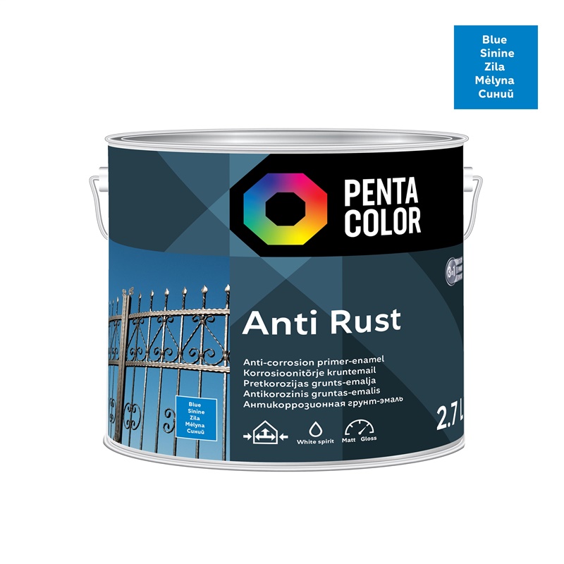 MODRÉ ANTIKOROZNÍ BARVY-ZÁKLADNÍ ZÁKLAD  ANTIRUST  (2,7 l)
