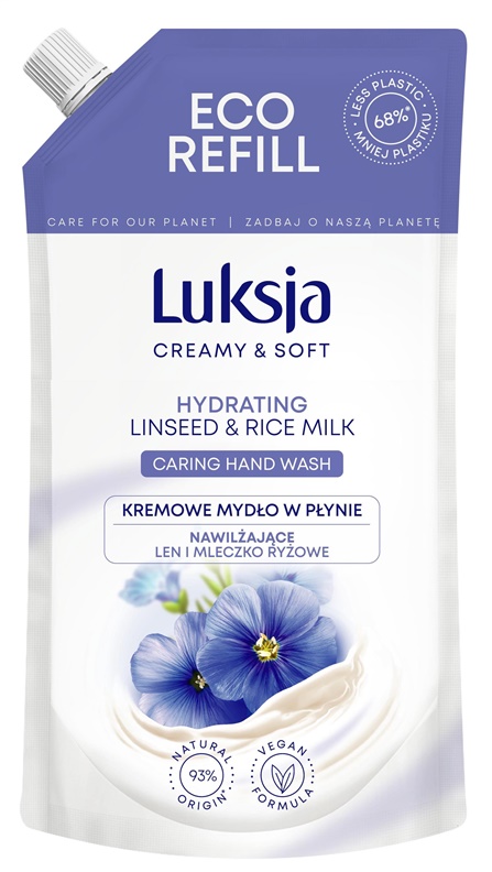Tekuté mýdlo LUKSJA LNĚNÉ A RÝŽOVÉ MLÉKO doplněk, 400 ml