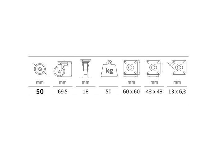 Nábytkové kolečko D50 23337