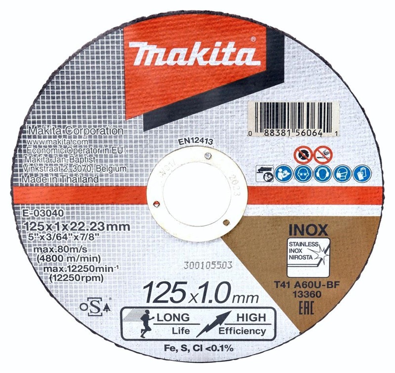 Řezný kotouč na kov E-03040, 125×1 mm, RST, 1 ks.