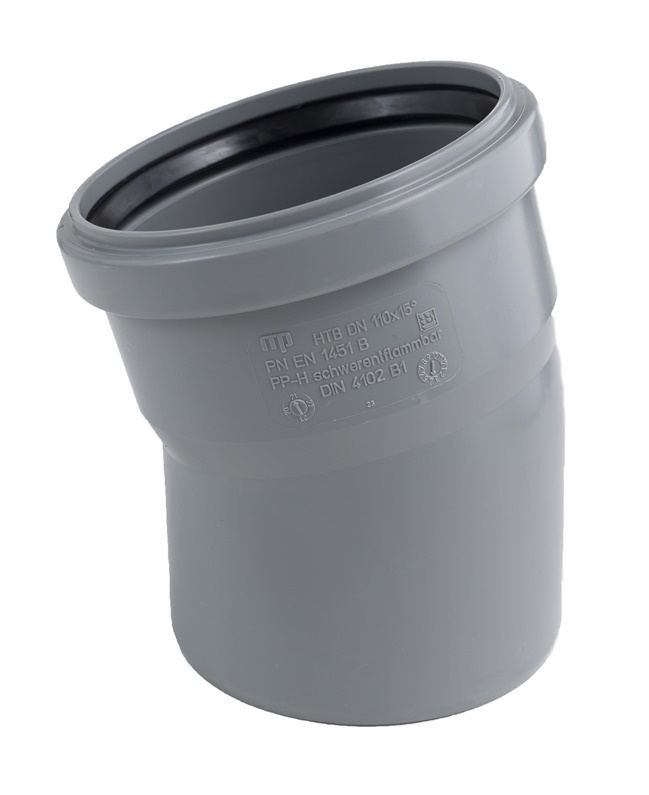 Vnitřní kanalizační koleno HTplus, O 110 mm, 15°