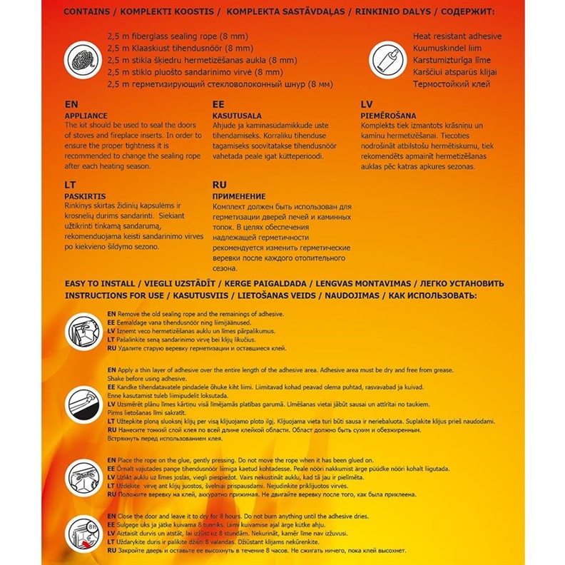 Sada těsnění FLAMMIFERA, O 8 mm