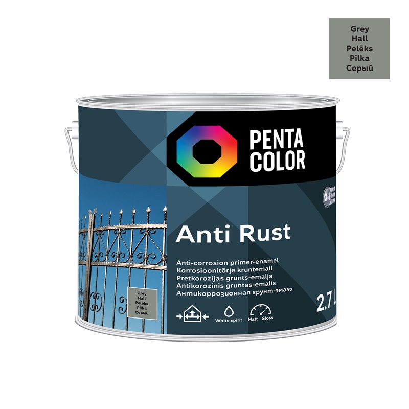 ŠEDÉ ANTIKOROZNÍ BARVY-PRITER  ANTIRUST  (2,7 l)
