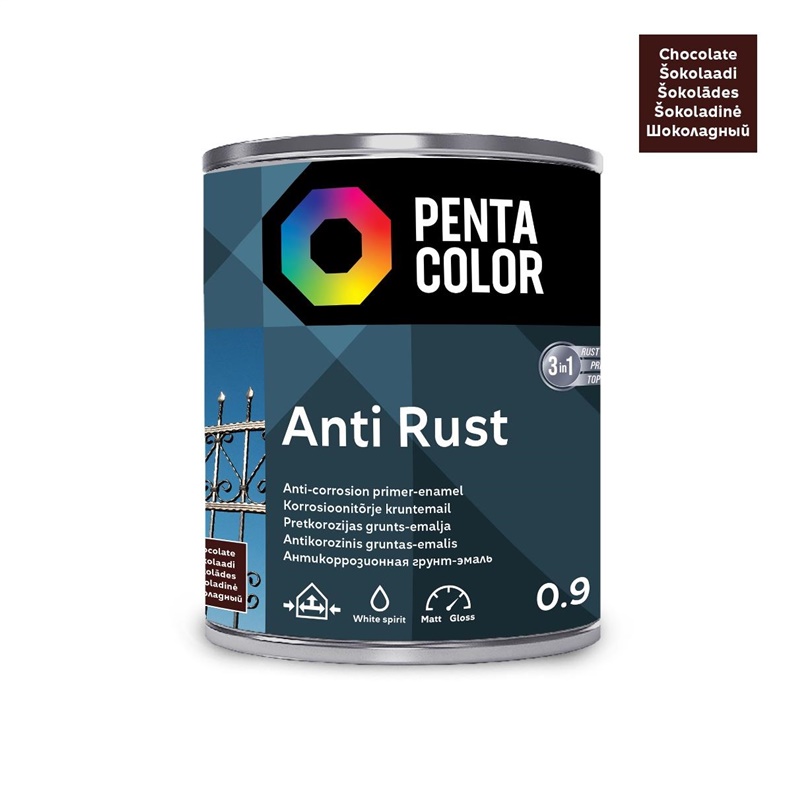 ČOKOLÁDOVÁ BARVA ANTIKOROZNÍ BARVA  ANTIRUST  (0,9 l)
