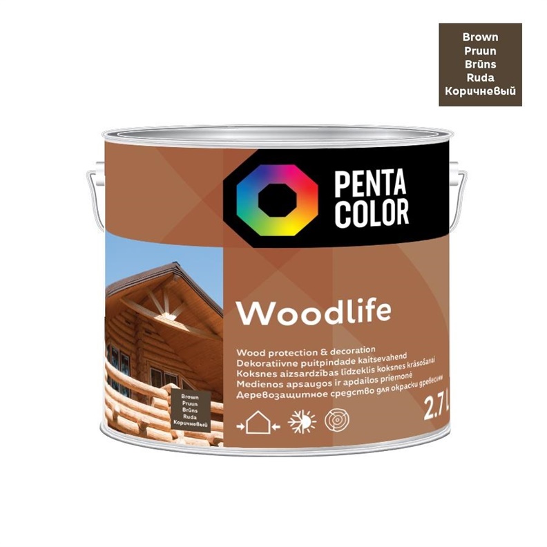 Impregnantas Pentacolor Woodlife, rudas (palisandro), 2.7 l