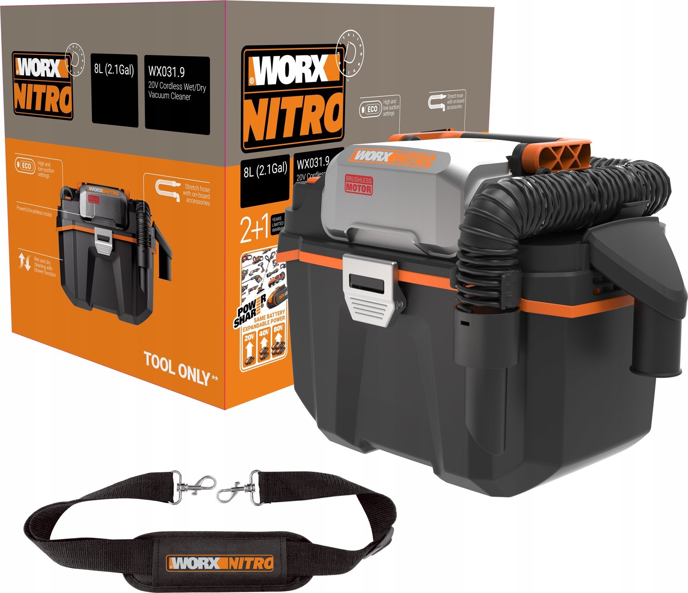 Priemyselný vysávač Worx Bezkefový Akumulátorový vysávač WORX WX031.9