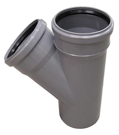 T-kus vnitřní kanalizace Wavin, O 110 / 110 mm, 45°