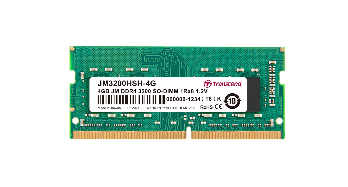 TRANSCEND 4GB JM DDR4 3200MHz SO-DIMM 1Rx8 512Mx8 CL22 1.2V