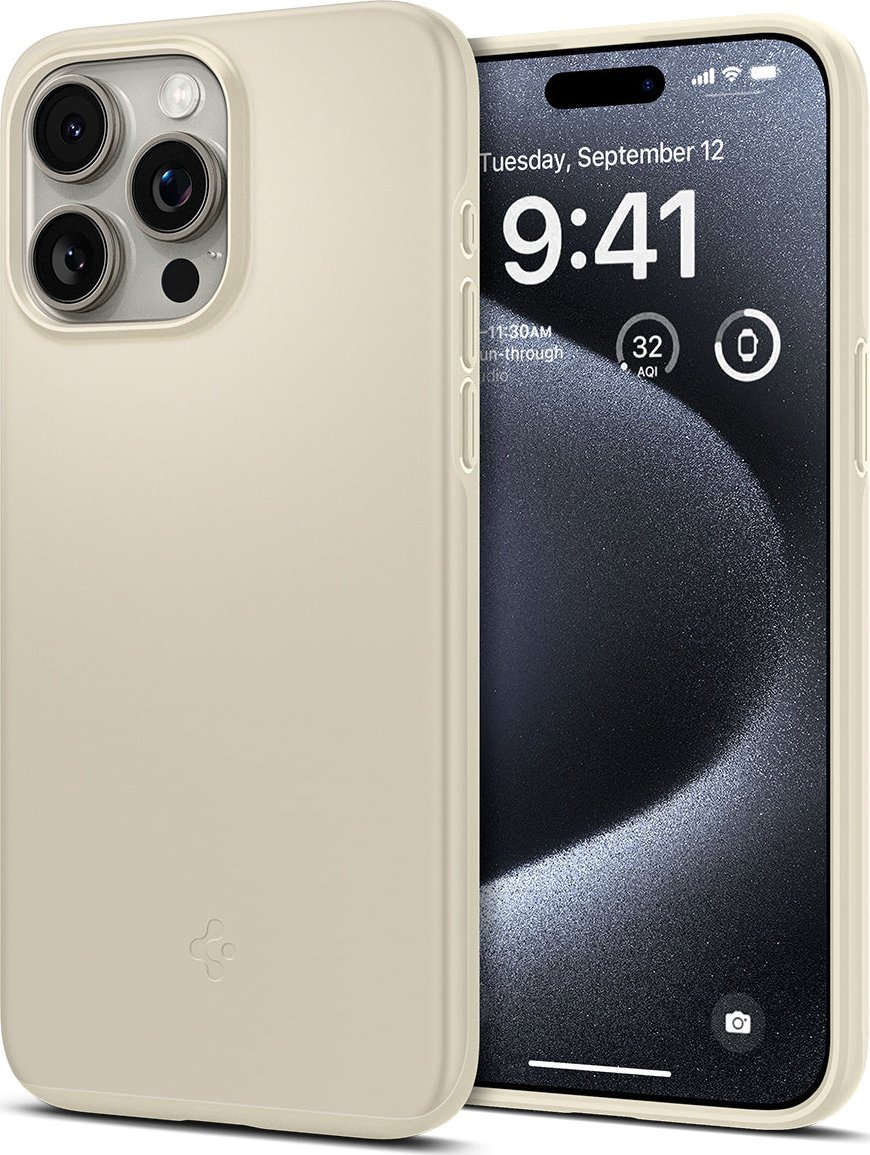 Spigen Thin Fit, nemá béžová - iPhone 15 Pro