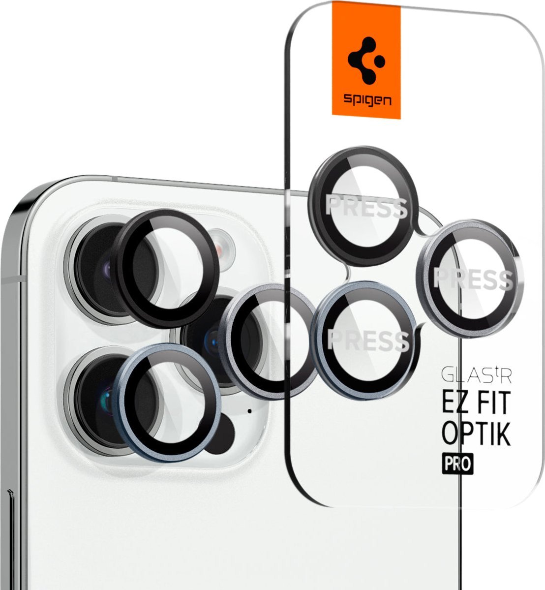 Spigen Glass EZ Fit Optik Pro 2 Pack, nula jedna – iPhone 15 Pro/15 Pro Max/14 Pro/14 Pro Max