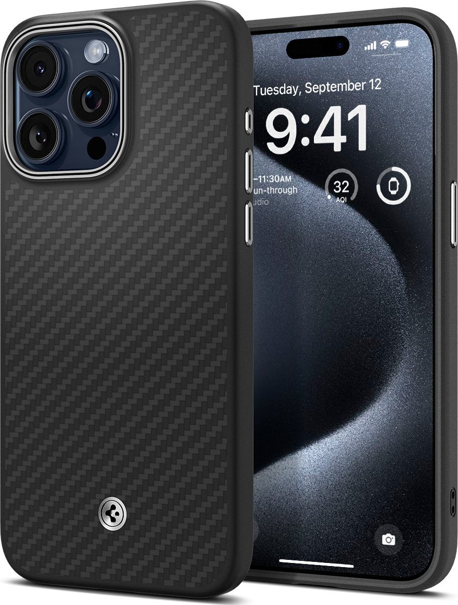 Spigen  Enzo Aramid, matná černá - iPhone 15 Pro Max