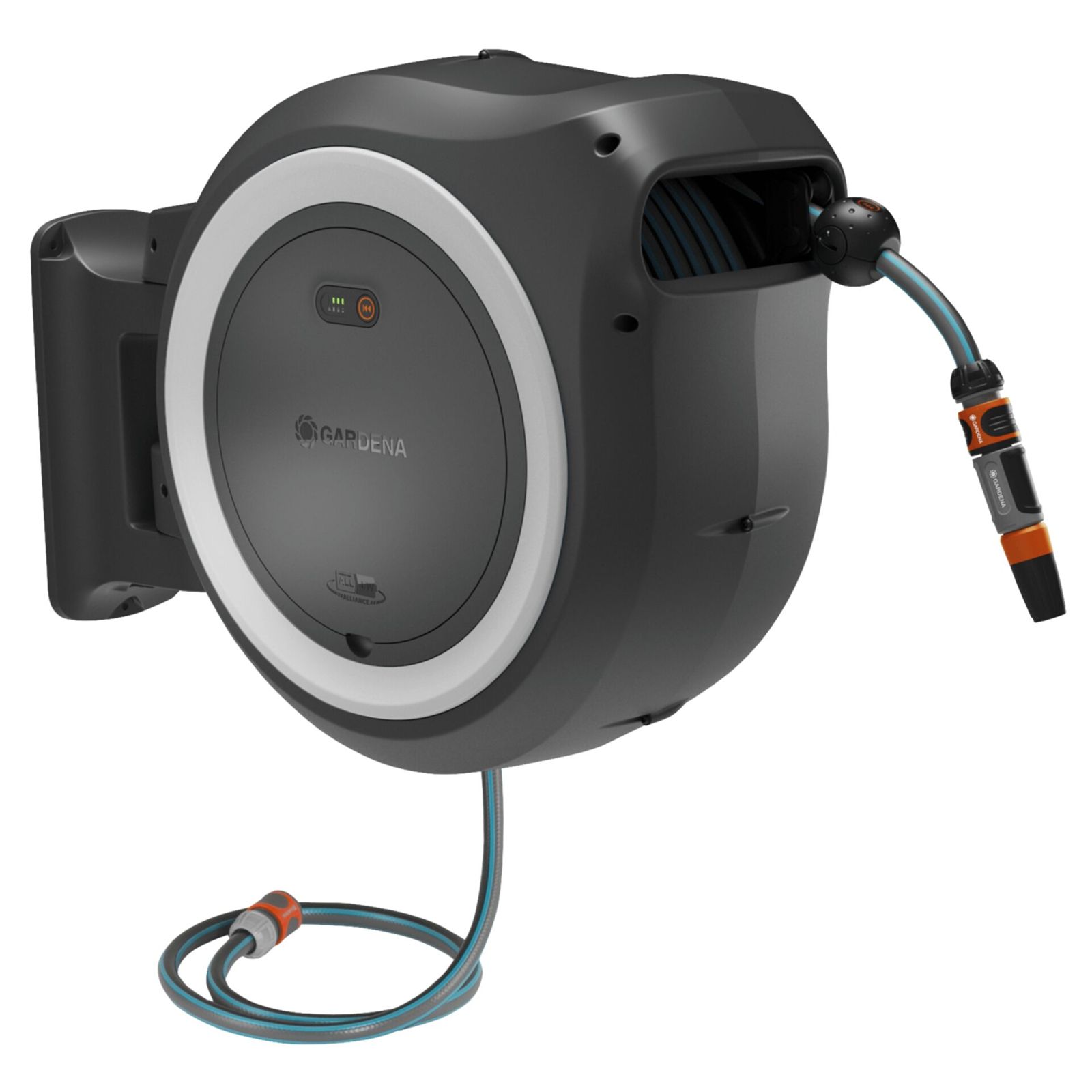 GARDENA bateriový nástěnný box na hadici PowerRoll XL 18V P4A, 35 metrů, naviják na hadici