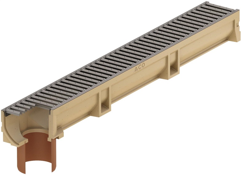 Drenážny žľab s rúrkou O 110 mm, A15 Aco Euroline, 1 m
