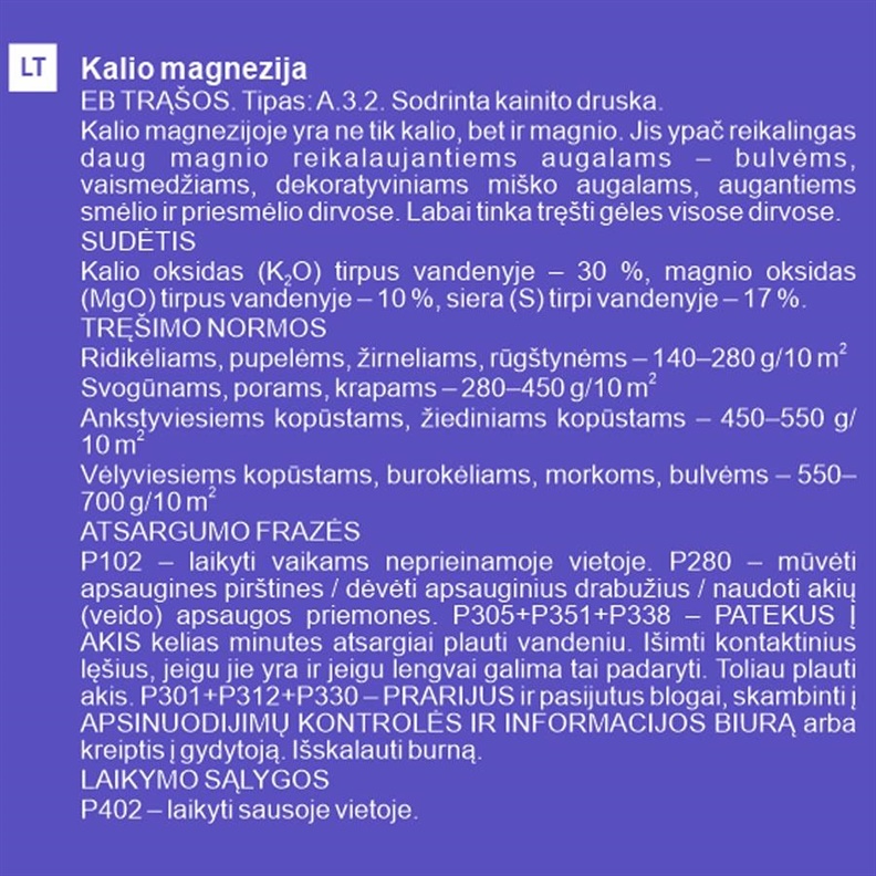 Draselné horečnaté hnojivo GARDEN CENTER, 2 kg