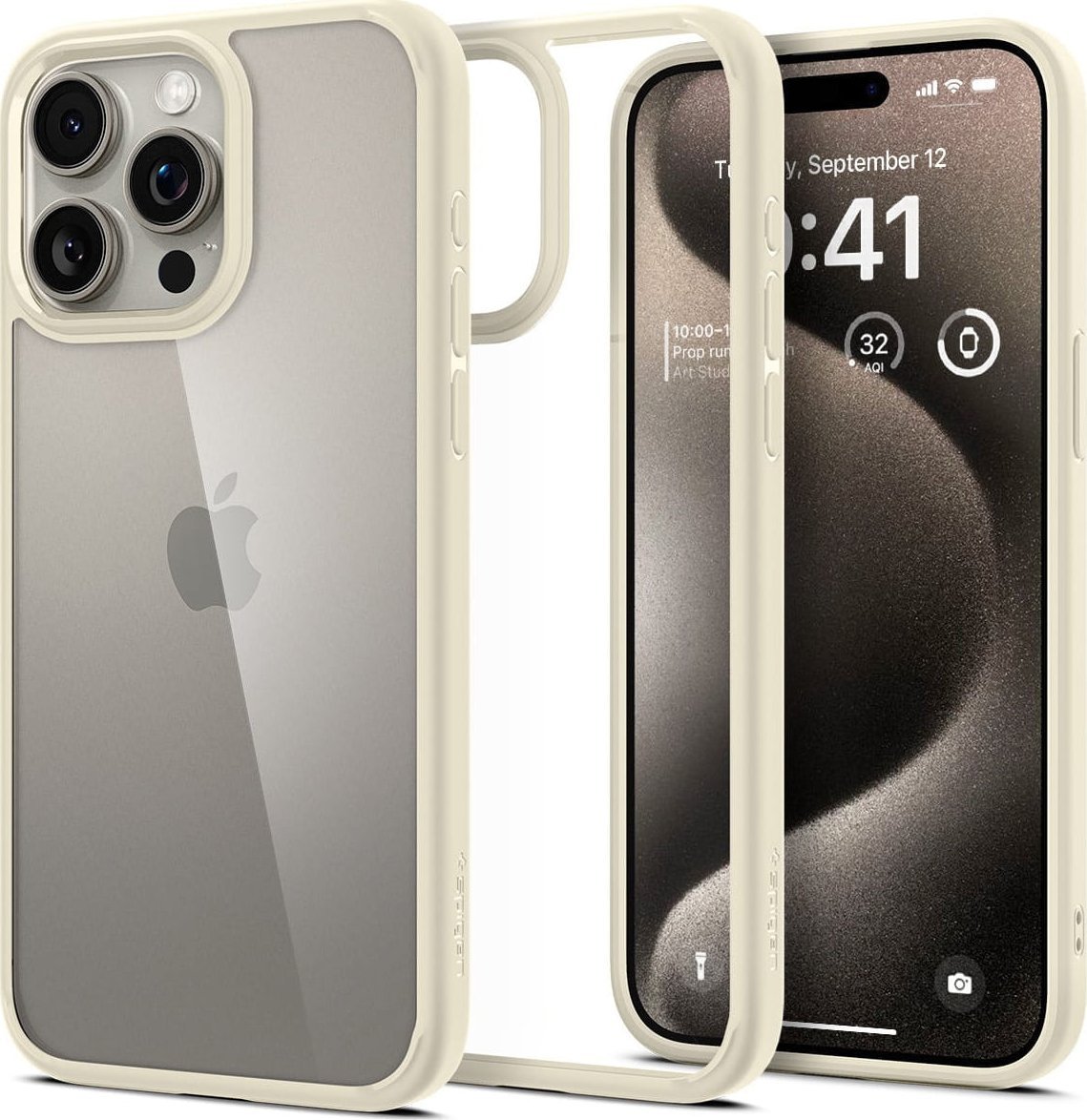 Spigen Ultra Hybrid, nemá béžová - iPhone 15 Pro Max
