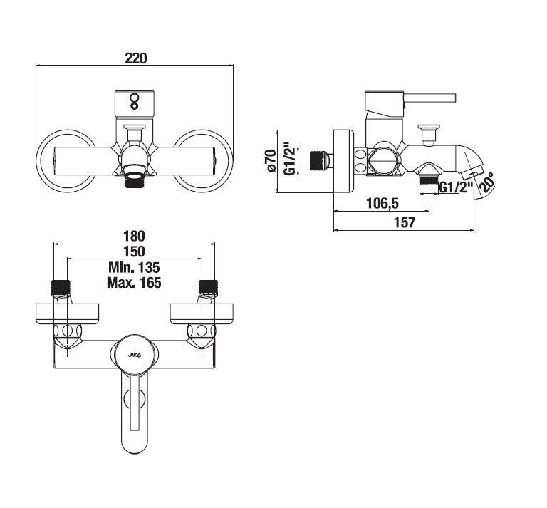 Kúpeľňová batéria Jika MIO S H3212F70044001