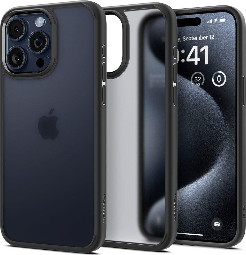 Spigen Ultra Hybrid, mrazuvzdorná černá - iPhone 15 Pro Max
